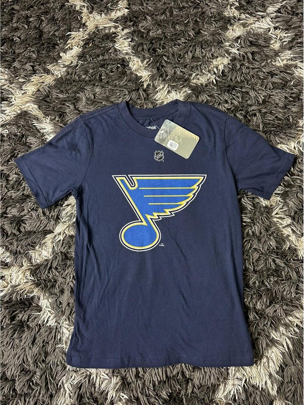 NWT Reebok St. Louis Blues NHL Youth Medium 10/12 Navy Blue T-Shirt Tee